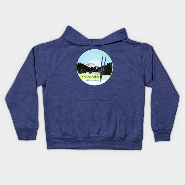 Skiing in Kananaskis Country Kids Hoodie by unclelindsey